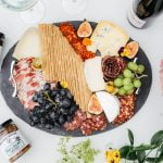 cheese and charcuterie on oval plate