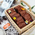 breakfast items and brownies in hamper